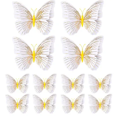 12 Pcs 3D Butterfly Wall Stickers Art Decal Home Room Decorations Decor Kids • £2.74