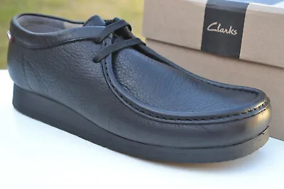£54.95 • Buy Clarks BNIB Mens Wallabee Style Shoes STINSON LO Black Leather UK 10.5 / 45