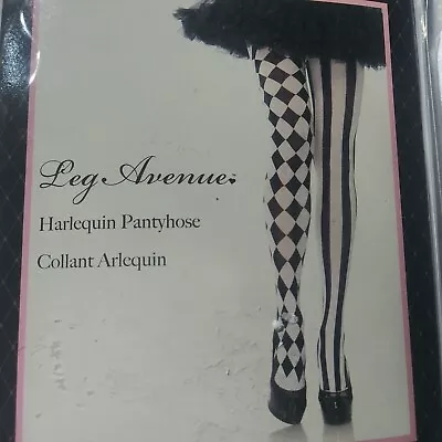 $15.99 • Buy Leg Avenue Jester Harlequin Tights Opaque Stripes Diamonds Black & White 7720 