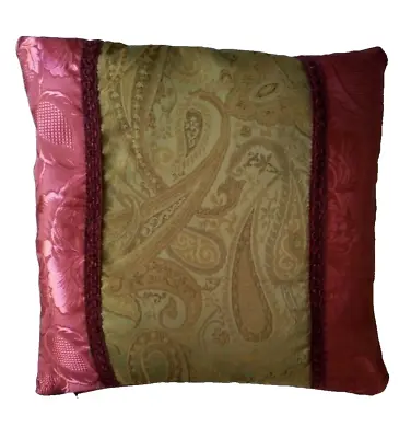 NEW Intimates Paisley Floral Lace Patchwork Cushion Cover Wine Red Khaki 16  • £2.99