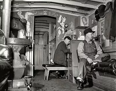 1943 Railroad Train Caboose Men At Work Chicago & Nw  Photo  (187-j) • $11.77