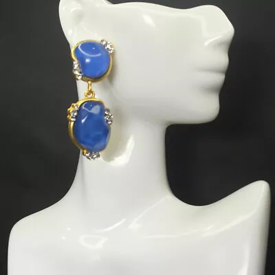 $7.19 • Buy Medieval Vintage Earrings Blue Temperament Versatile Niche Court Style Earrings