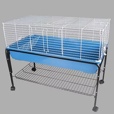 Pet Cage Extra Large 120cm Indoor Wheeled Stand Rabbit Animal Hutch And Hay Rack • £89.99