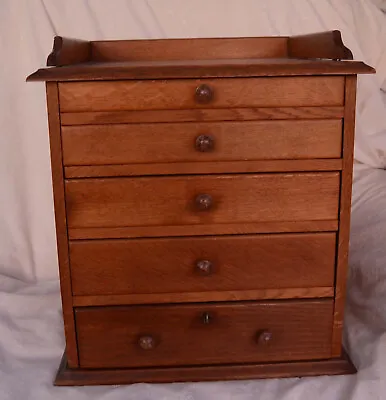 Antique Oak Chest  Drawers Specimen  Large Jewellery Box Working Key Apprentice • £350