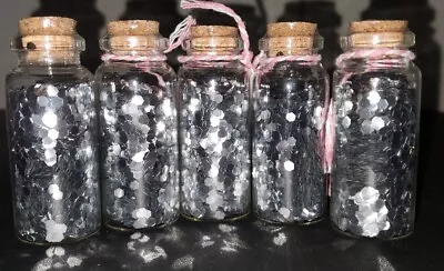 1 Glass Vial Of Chunky Silver Glitter - One Vial Only • $4.50