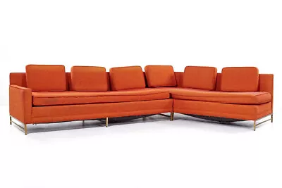 Paul McCobb Style Rowe Mid Century Brass Sectional Sofa • $5795