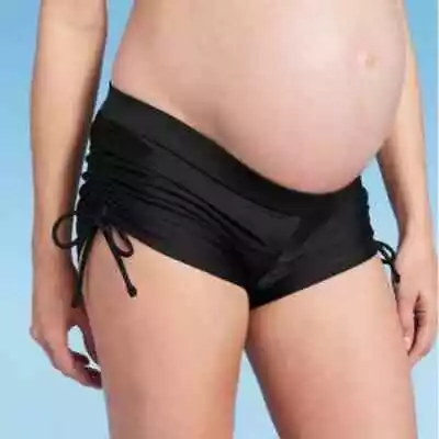 Isabel Maternity By Ingrid & Isabel Size XL Maternity Black Side Tie Swim Shorts • $25