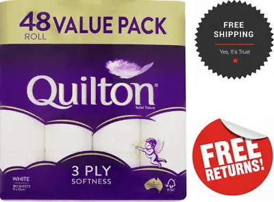 48x Quilton Toilet Paper Tissue Rolls 3-Ply 180 Sheets • $28.23