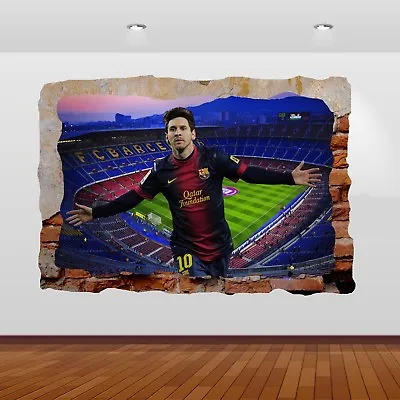 £10.99 • Buy Lionel Messi  Nou Camp Football Club Stadium 3D Smashed Wall Sticker Poster 792