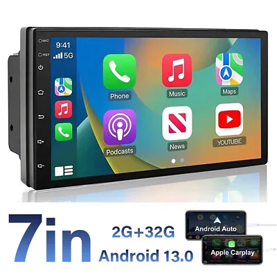Double Din 7  Car Apple Carplay Android Auto Touch Screen Stereo Bluetooth Radio • $64.92