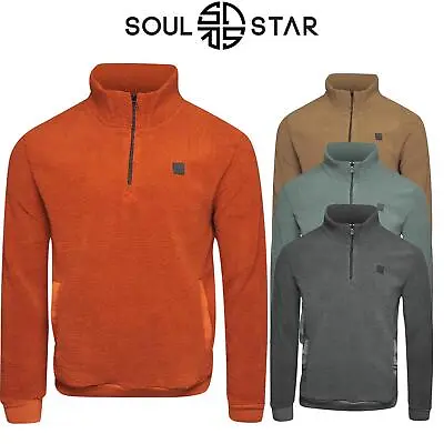 Mens Fleece Jacket 1/4 Zip Lightweight Long Sleeve Pullover High Neck Jackets • £14.99