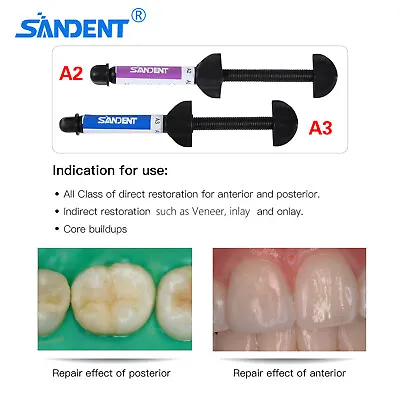 Dental Micro Hybrid Light Cure Resin Composite Syringe A2 / A3 Shade AN • $62.18