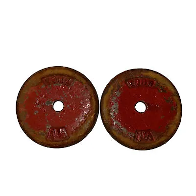 Pair Of York Barbell Vintage Aristocrat 1.25 Lb (1 1/4) Dumbbell Weight Plates • $12.50