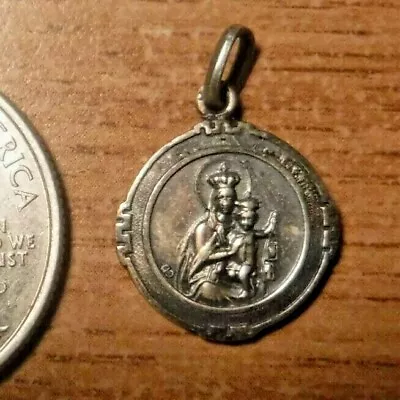 Beautiful Vintage Catholic Scapular Medal .835 European Silver #4 • $34.15