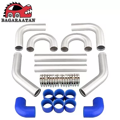 2.5  63mm Aluminum Turbo Intercooler Elbow Pipe Kit + Blue Silicone Hose + Clamp • $179.50