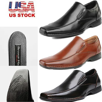 Men's Formal Dress Oxford Shoes Classic Square Toe Slip On Loafer Shoes US Size • $29.89