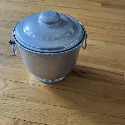 Hammered Aluminum Ice Bucket Vintage 1950’s Antique VGC • $19