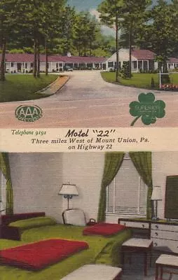 Postcard Motel 22 Mount Union PA  • $20.06