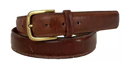 VTG Eddie Bauer Dark Brown Leather Belt Oil Tained Harness Leather Size 38 USA • $16.09