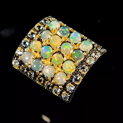 Jewelry Fine Art Opal Ring 925 Sterling Silver Size 6 /R342006 • $17.99