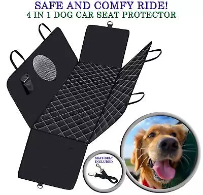 Car Rear Back Seat Cover Pet Dog Cat Protector Waterproof Hammock Mat Seatbelt • £16.95