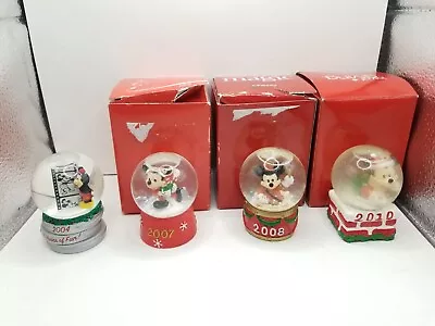 4 Disney Mickey Mouse Mini Snow Globes JC Penney Exclusives!! 3 Complete In Box! • $9.99