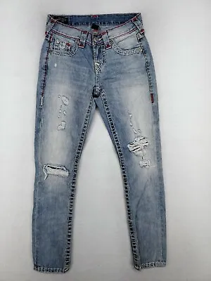 True Religion Pants Womens Sz 23 Audrey Slim Boyfriend Super T Jeans Distressed • $22.49