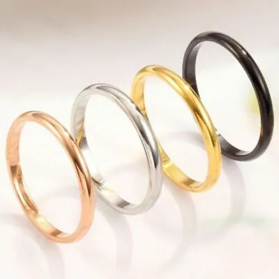 $2.01 • Buy 2mm Thin Stackable Ring Stainless Steel Plain Band For Women Girl Size 3-10 New