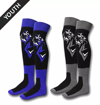 Youth MX Black / BLue Pro Moto Dirt Bike Cheap Kids Motocross Socks • $14.20