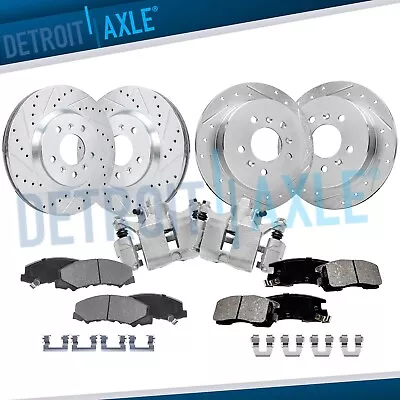 Front Rear Drilled Rotors Brake Pads+ Rear Calipers For 06-10 Impala Monte Carlo • $272.48