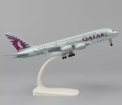 20cm A380 Airbus Qatar Airways With Wheels Metal Aircraft Plane Model Gift • £19.99