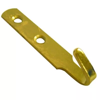 J Shape Heavy Duty Picture Mirror Hooks - 2 Hole Electro Brass Various Pack Size • £2.69