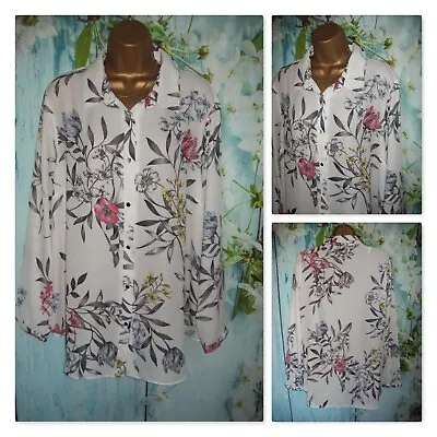 £16 • Buy WALLIS TOP SIZE 16, Floral Tropical Print Long Sleeve  Occasion Blouse Shirt