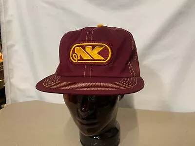 NK Northrup King Seed Farmer Trucker Vtg Maroon Gold Snapback Hat USA K Products • $9.34