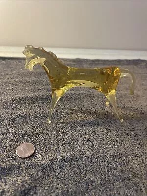 Vintage Hand Blown Art Glass Amber Gold Brown Horse • $18