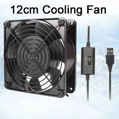 120mm DC5V USB Mini Portable Cooling Fan PC Desktop Computer Silent Cooler Black • £11.79