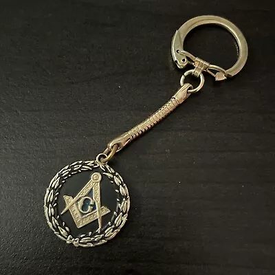 Masonic Key Chain Mason Freemason Gold And Black Colored Metal Compass • $5.40