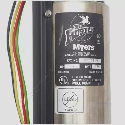 Myers  3NFL52-8 Submersible Rustler Series Water Pump 8GPM .5HP 3-Wire 230V 1PH • $978.49