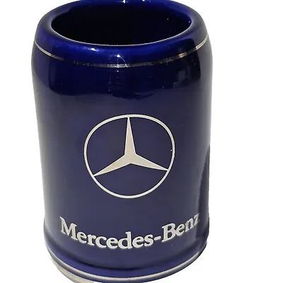 Vintage Mercedes Benz Cobalt Blue Heavy Mug Silver Coffee Beer Tea Collect Gloss • $15