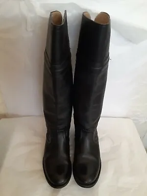 FRYE MELISSA TRAPUNTO Womens Black Leather Tall  BOOTS 6B • $69.99