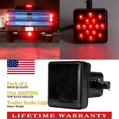 Black Lens 15-LED Brake Light Trailer Hitch Cover Fit Towing & Hauling 2  Size • $13.99