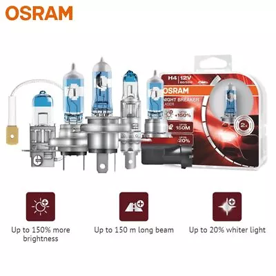 OSRAM Night Breaker Laser H1 H4 H7 H11 HB3 HB4 Car Headlights Halogen Globes 2x • $23.39