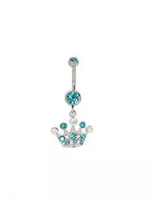 Princess Crown Tiara Belly Ring Body Jewelry Surgical Stainless Navel Barbell  • $7.99