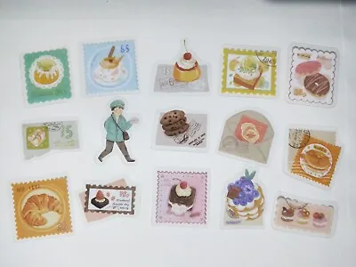 $1.80 • Buy 15pc Stamp Design Desserts Stickers Vintage Aesthetic Bullet Journal Scrapbook