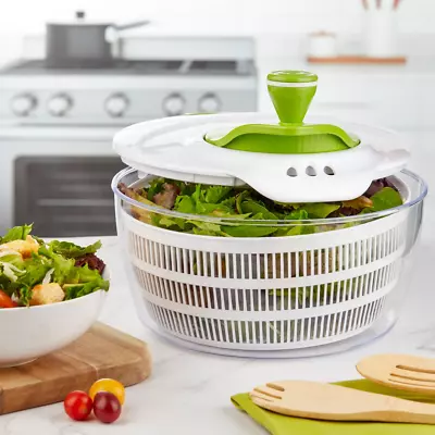 Salad Spinner Vegetable Dryer Serving Bowl Lockable Lid Kitchen BPA Free 4 Quart • $21.46