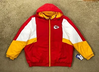 KANSAS CITY CHIEFS Starter Hooded  Pro Line  Jacket RED/YELLOW S M L XL 2X • $135