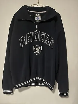 Vintage Mirage Oakland Raiders Sweater Black Fleece 1/4 Zip Embroidered - Large • $39.95