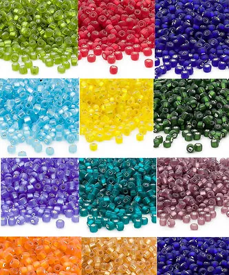 200 Frosted Matte Silver Lined Matsuno 6/0 Glass Seed Beads Spacer Beads • $1.89