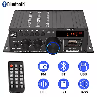 12V Bluetooth Amplifier Digital Stereo FM Audio HiFi Power Amplifier Remote • £19.93