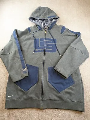Nike LeBron James Hoodie Zip Sweatshirt Mens XL Pockets Hood Gray Blue Heavy L23 • $32.58